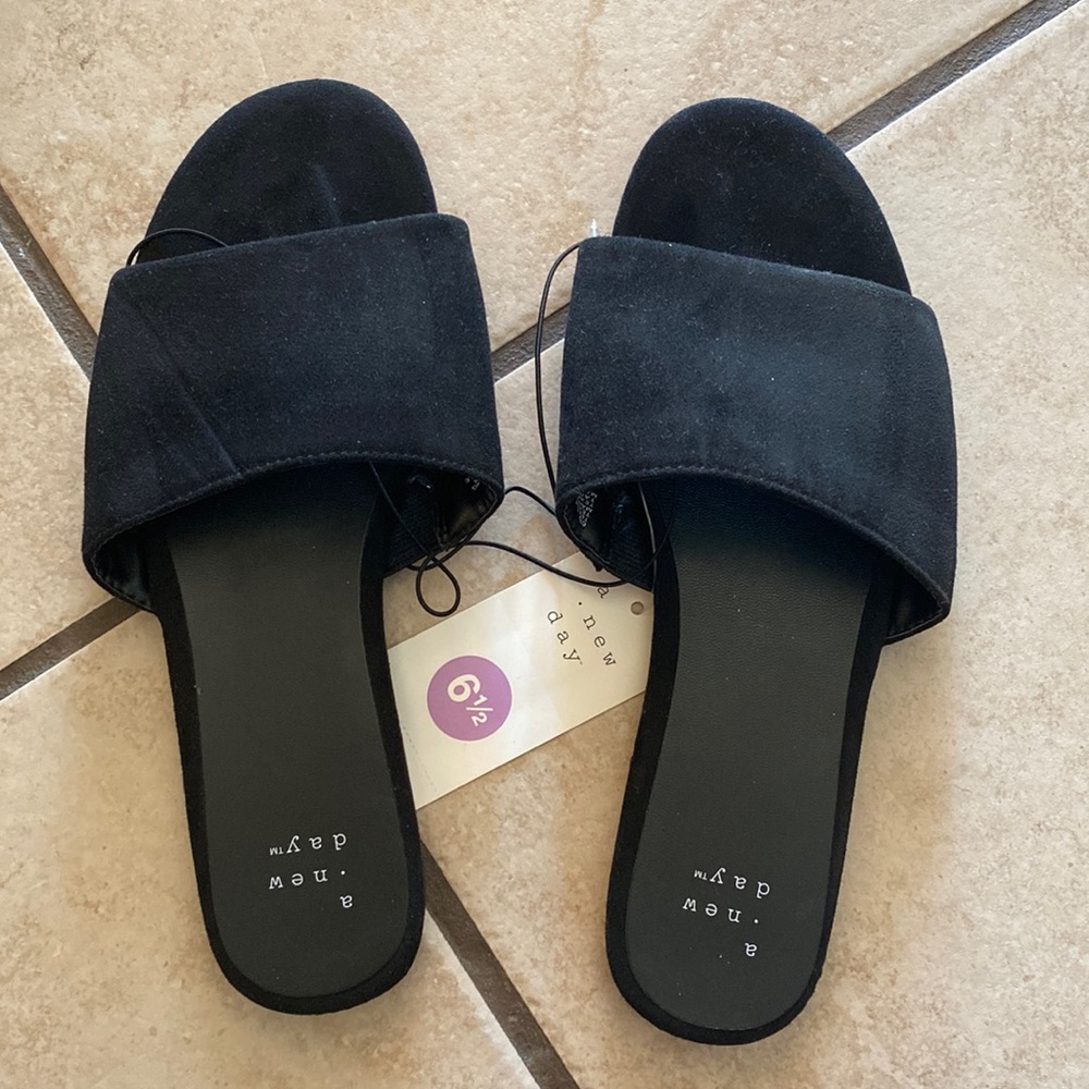 Black suede sandals